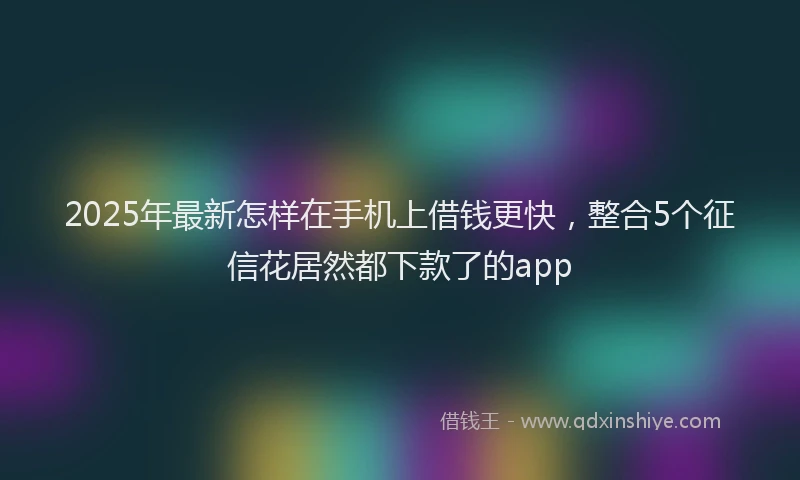 2025年最新怎样在手机上借钱更快，整合5个征信花居然都下款了的app