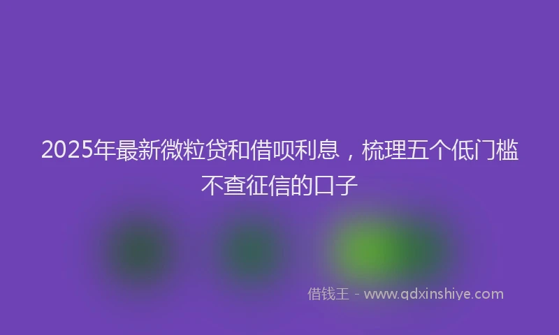 2025年最新微粒贷和借呗利息，梳理五个低门槛不查征信的口子