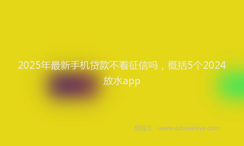 2025年最新手机贷款不看征信吗，概括5个2024放水app