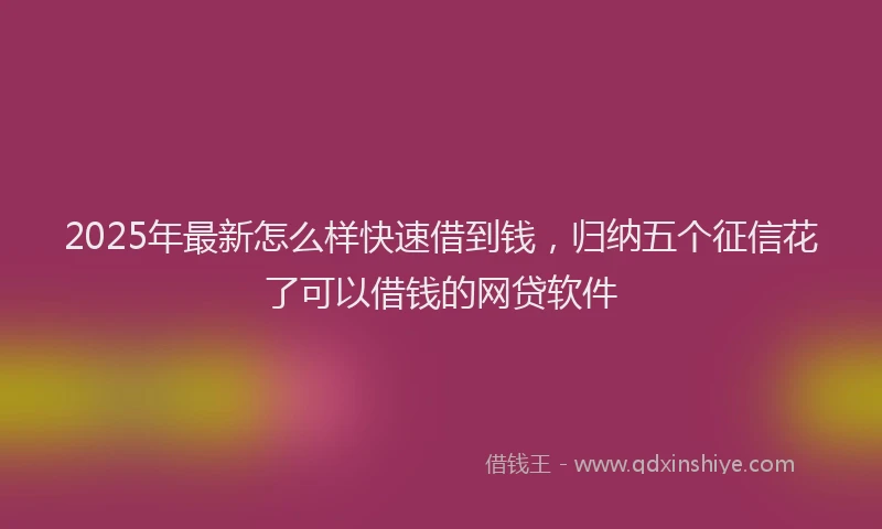 2025年最新怎么样快速借到钱，归纳五个征信花了可以借钱的网贷软件