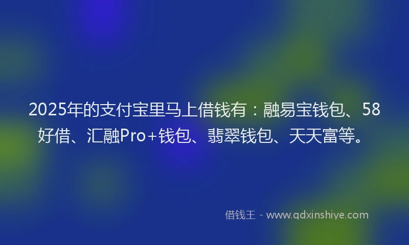 2025年的支付宝里马上借钱有：融易宝钱包、58好借、汇融Pro+钱包、翡翠钱包、天天富等。