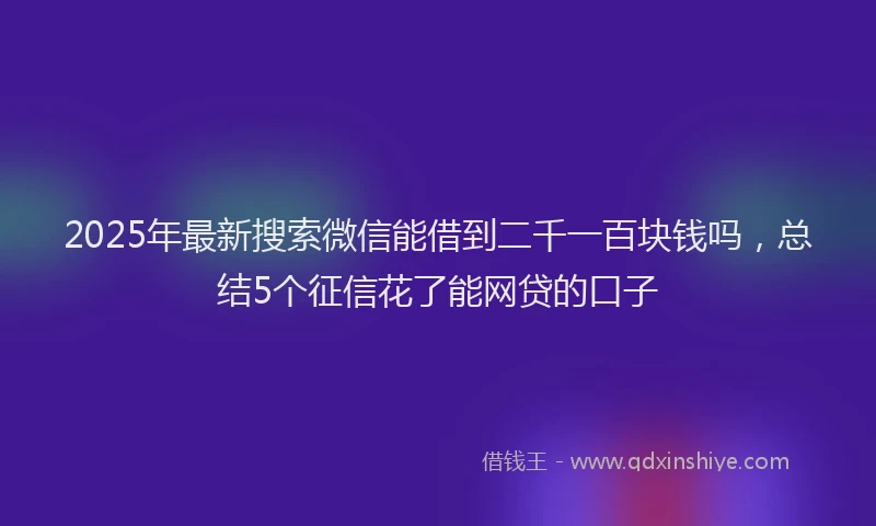 2025年最新搜索微信能借到二千一百块钱吗，总结5个征信花了能网贷的口子