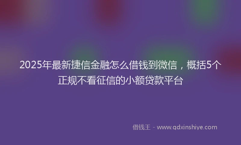 2025年最新捷信金融怎么借钱到微信，概括5个正规不看征信的小额贷款平台