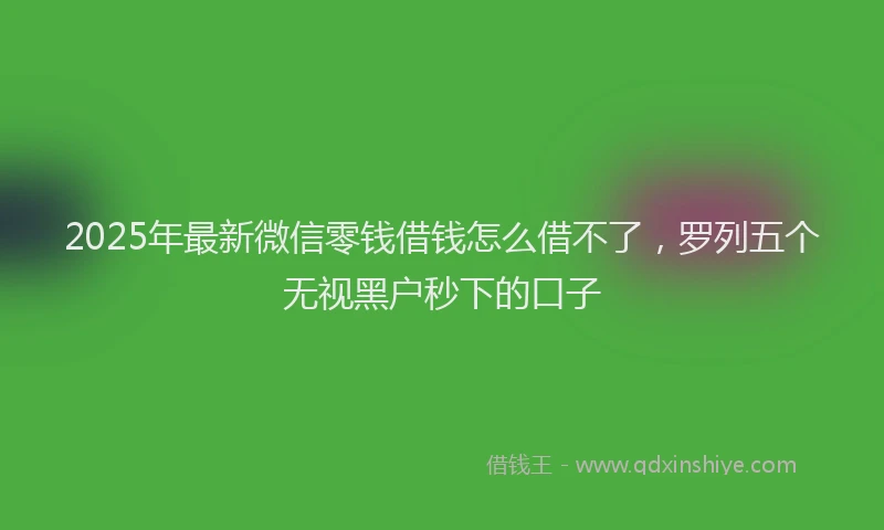 2025年最新微信零钱借钱怎么借不了，罗列五个无视黑户秒下的口子