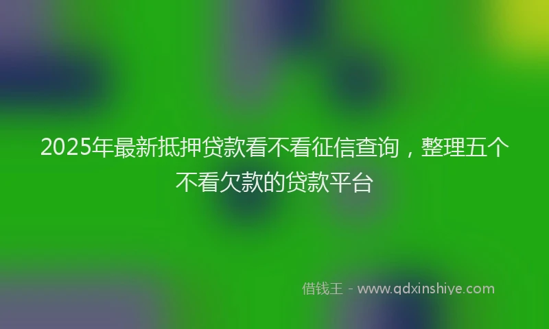 2025年最新抵押贷款看不看征信查询，整理五个不看欠款的贷款平台