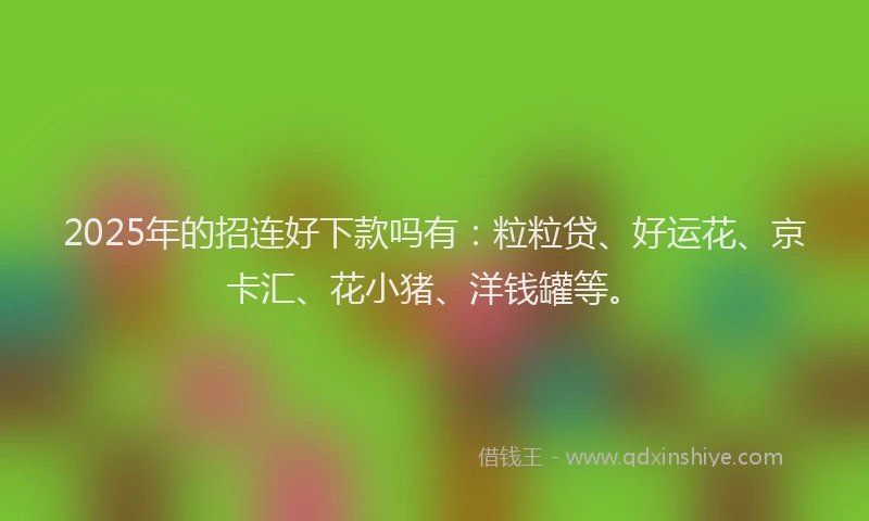 2025年的招连好下款吗有：粒粒贷、好运花、京卡汇、花小猪、洋钱罐等。