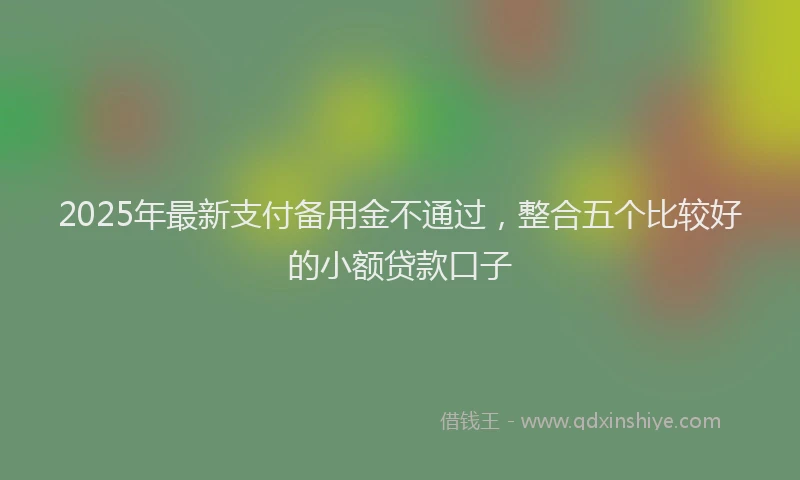 2025年最新支付备用金不通过，整合五个比较好的小额贷款口子