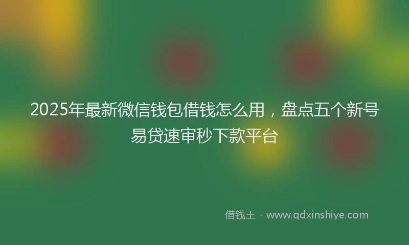 2025年最新微信钱包借钱怎么用，盘点五个新号易贷速审秒下款平台