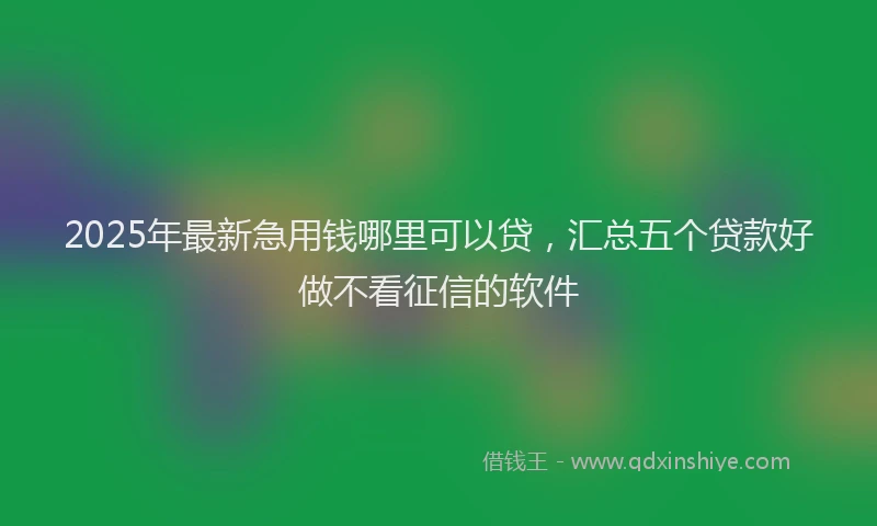 2025年最新急用钱哪里可以贷，汇总五个贷款好做不看征信的软件