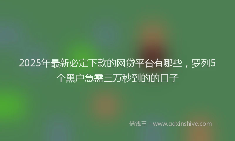 2025年最新必定下款的网贷平台有哪些，罗列5个黑户急需三万秒到的的口子