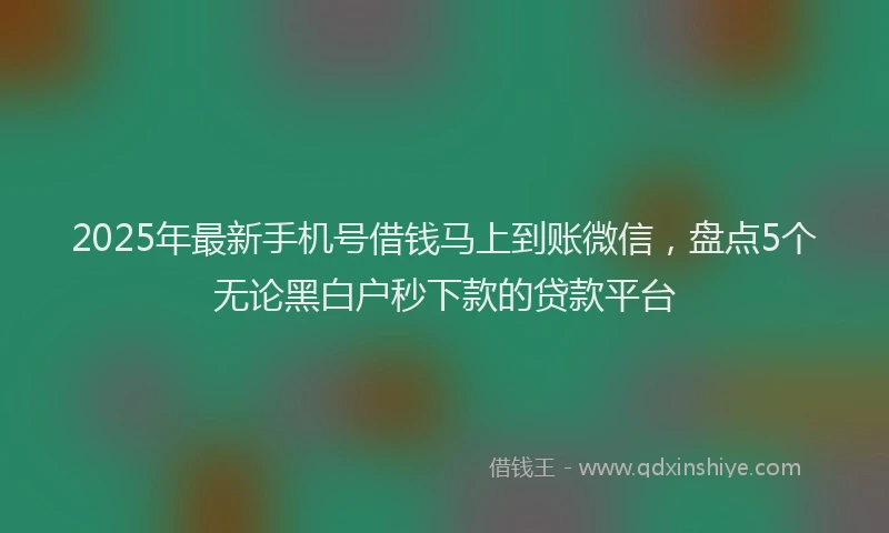 2025年最新手机号借钱马上到账微信，盘点5个无论黑白户秒下款的贷款平台