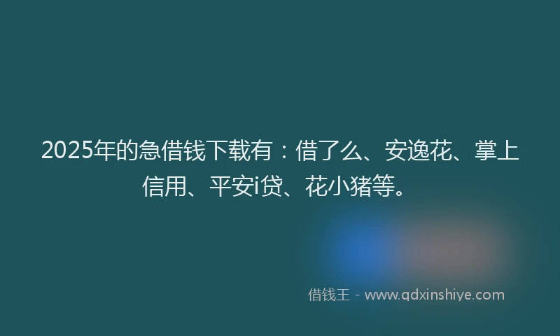 2025年的急借钱下载有：借了么、安逸花、掌上信用、平安i贷、花小猪等。