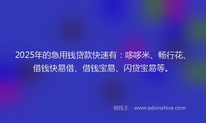 2025年的急用钱贷款快速有：哆哆米、畅行花、借钱快易借、借钱宝易、闪贷宝易等。