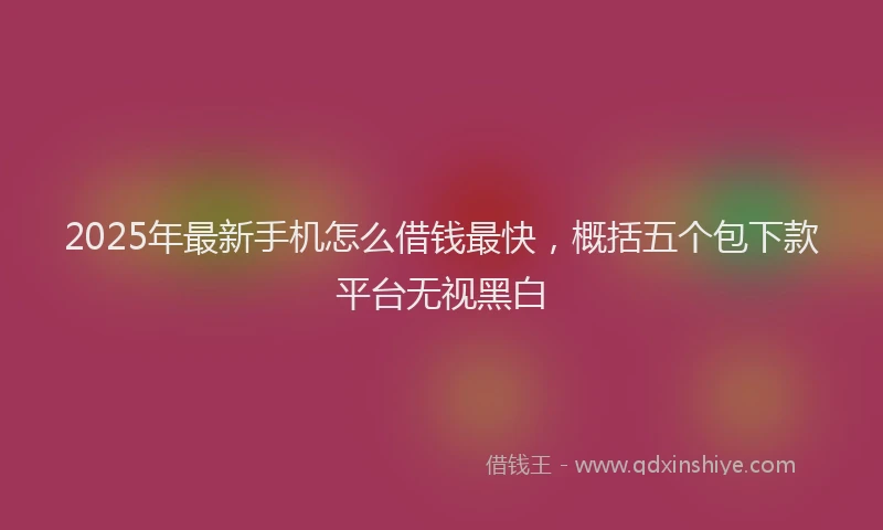 2025年最新手机怎么借钱最快，概括五个包下款平台无视黑白