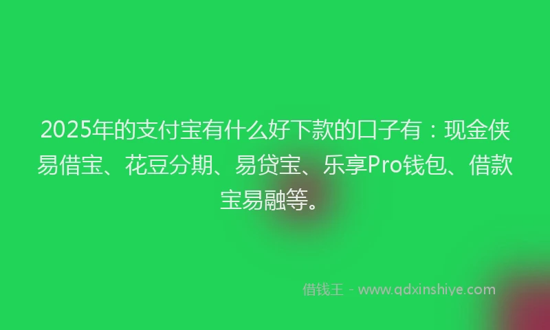 2025年的支付宝有什么好下款的口子有：现金侠易借宝、花豆分期、易贷宝、乐享Pro钱包、借款宝易融等。