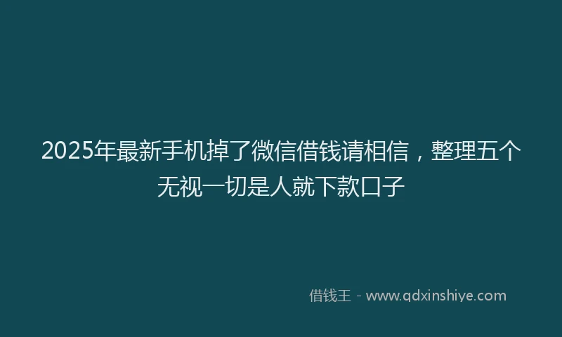 2025年最新手机掉了微信借钱请相信，整理五个无视一切是人就下款口子