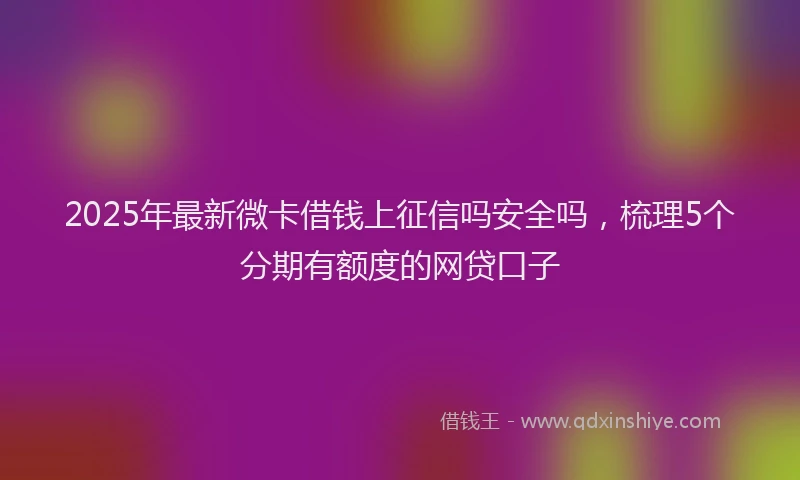 2025年最新微卡借钱上征信吗安全吗，梳理5个分期有额度的网贷口子