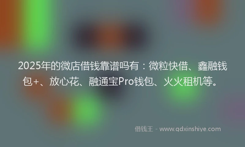 2025年的微店借钱靠谱吗有：微粒快借、鑫融钱包+、放心花、融通宝Pro钱包、火火租机等。