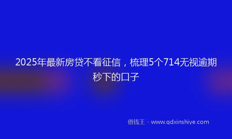 2025年最新房贷不看征信，梳理5个714无视逾期秒下的口子