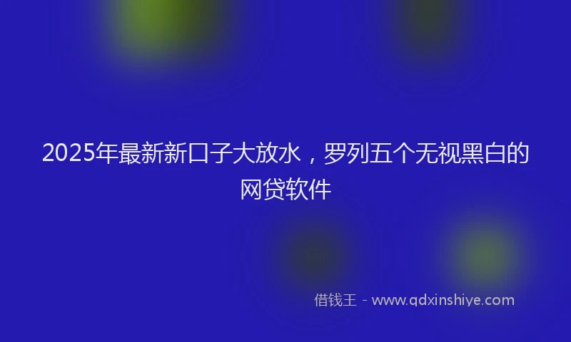 2025年最新新口子大放水，罗列五个无视黑白的网贷软件