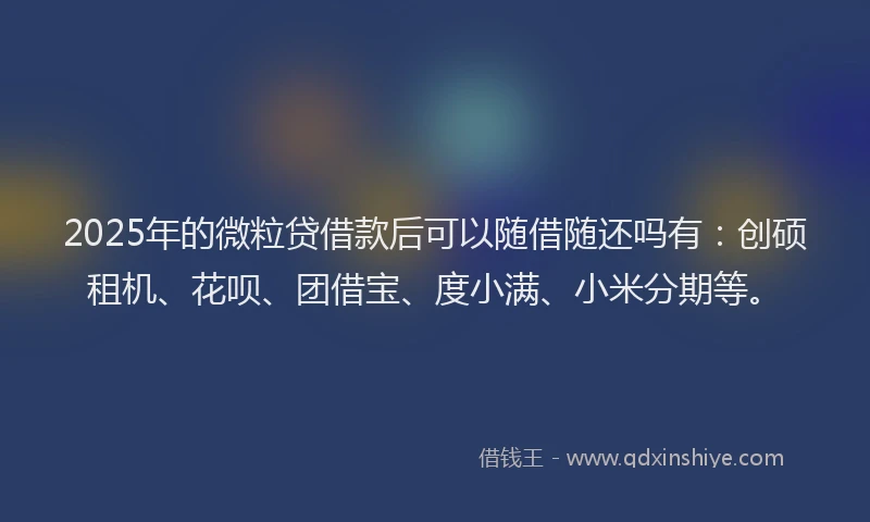 2025年的微粒贷借款后可以随借随还吗有：创硕租机、花呗、团借宝、度小满、小米分期等。