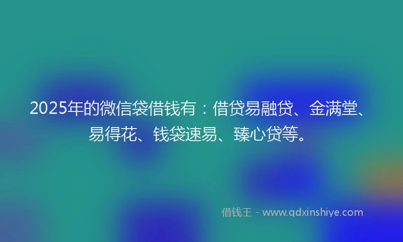 2025年的微信袋借钱有：借贷易融贷、金满堂、易得花、钱袋速易、臻心贷等。