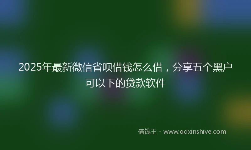 2025年最新微信省呗借钱怎么借，分享五个黑户可以下的贷款软件