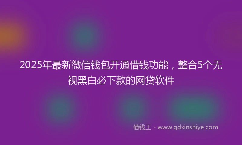 2025年最新微信钱包开通借钱功能，整合5个无视黑白必下款的网贷软件