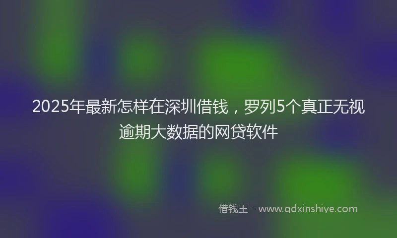 2025年最新怎样在深圳借钱，罗列5个真正无视逾期大数据的网贷软件