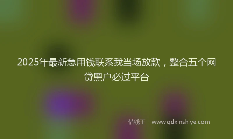 2025年最新急用钱联系我当场放款，整合五个网贷黑户必过平台