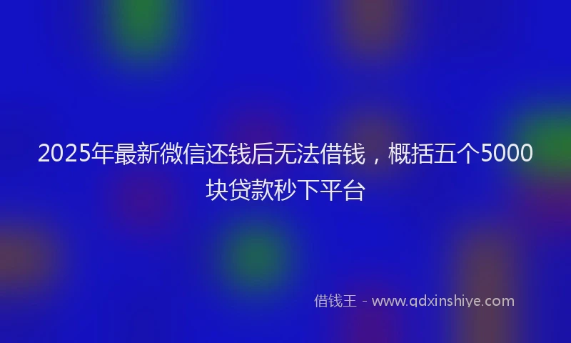 2025年最新微信还钱后无法借钱，概括五个5000块贷款秒下平台