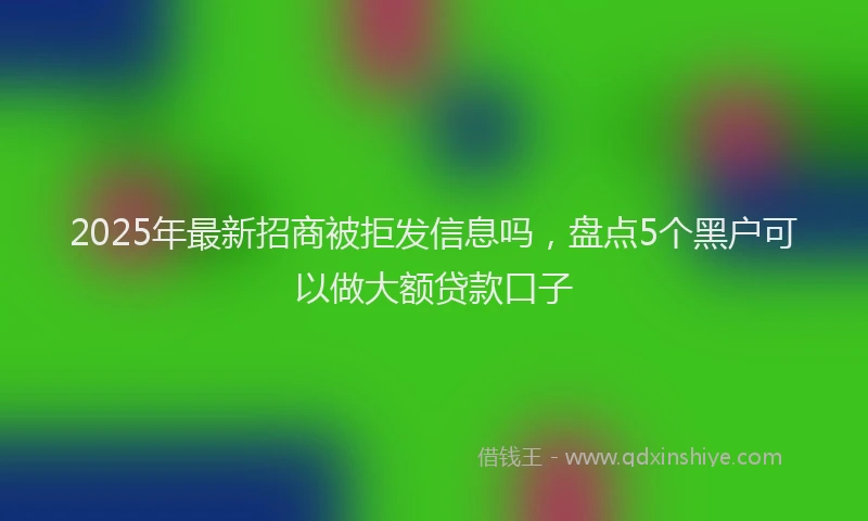 2025年最新招商被拒发信息吗，盘点5个黑户可以做大额贷款口子