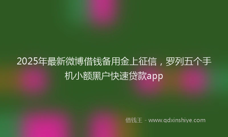 2025年最新微博借钱备用金上征信，罗列五个手机小额黑户快速贷款app
