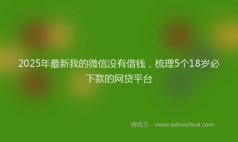 2025年最新我的微信没有借钱，梳理5个18岁必下款的网贷平台