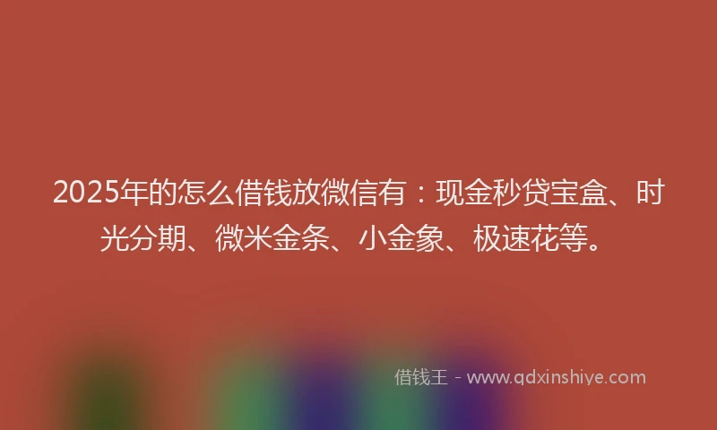 2025年的怎么借钱放微信有：现金秒贷宝盒、时光分期、微米金条、小金象、极速花等。