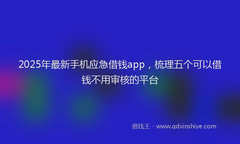2025年最新手机应急借钱app，梳理五个可以借钱不用审核的平台
