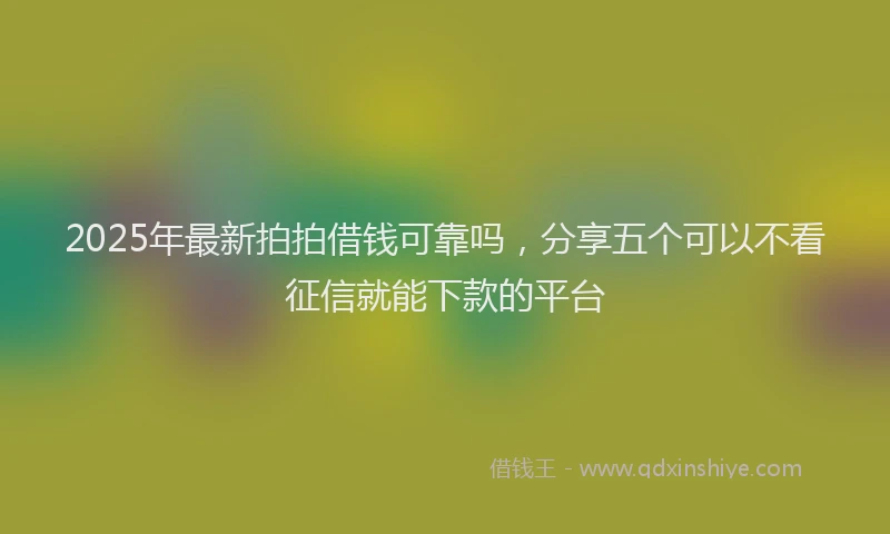 2025年最新拍拍借钱可靠吗，分享五个可以不看征信就能下款的平台