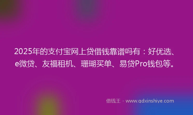 2025年的支付宝网上贷借钱靠谱吗有：好优选、e微贷、友福租机、珊瑚买单、易贷Pro钱包等。