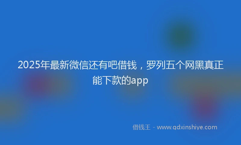 2025年最新微信还有吧借钱，罗列五个网黑真正能下款的app