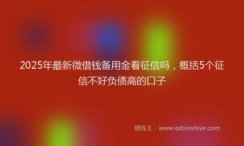 2025年最新微借钱备用金看征信吗，概括5个征信不好负债高的口子