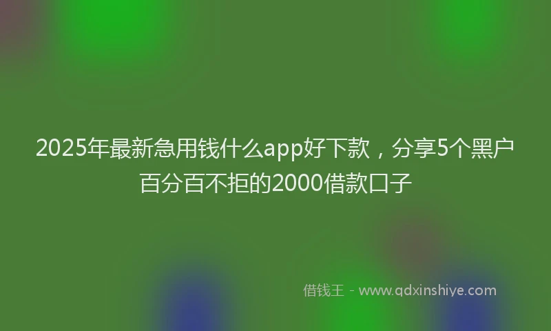 2025年最新急用钱什么app好下款，分享5个黑户百分百不拒的2000借款口子