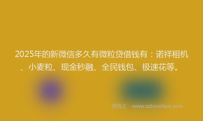 2025年的新微信多久有微粒贷借钱有：诺祥租机、小麦粒、现金秒融、全民钱包、极速花等。