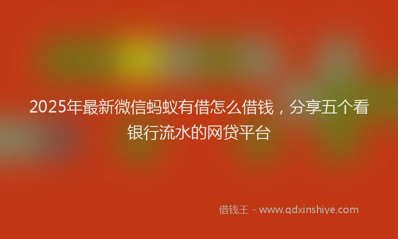 2025年最新微信蚂蚁有借怎么借钱，分享五个看银行流水的网贷平台