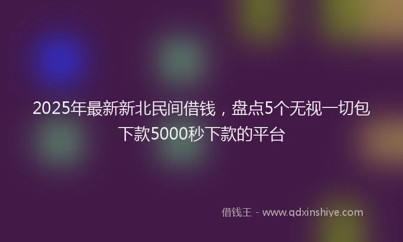 2025年最新新北民间借钱，盘点5个无视一切包下款5000秒下款的平台