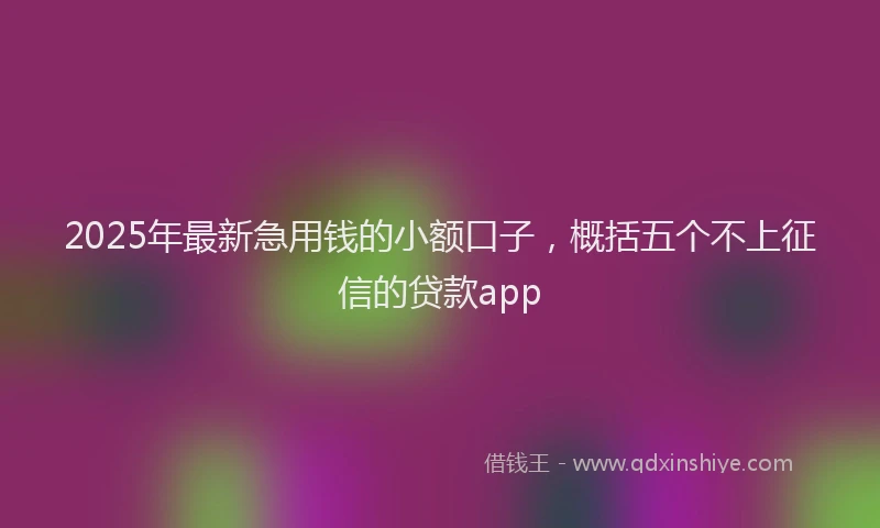 2025年最新急用钱的小额口子，概括五个不上征信的贷款app