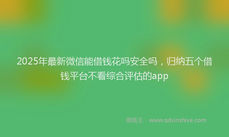2025年最新微信能借钱花吗安全吗，归纳五个借钱平台不看综合评估的app