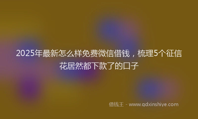 2025年最新怎么样免费微信借钱，梳理5个征信花居然都下款了的口子