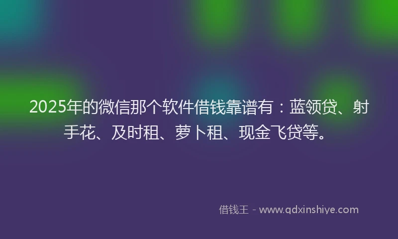 2025年的微信那个软件借钱靠谱有：蓝领贷、射手花、及时租、萝卜租、现金飞贷等。