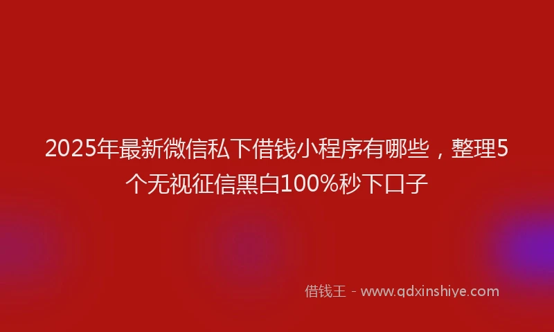 2025年最新微信私下借钱小程序有哪些，整理5个无视征信黑白100%秒下口子
