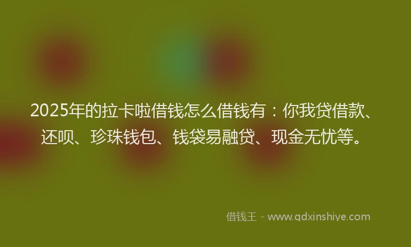 2025年的拉卡啦借钱怎么借钱有：你我贷借款、还呗、珍珠钱包、钱袋易融贷、现金无忧等。